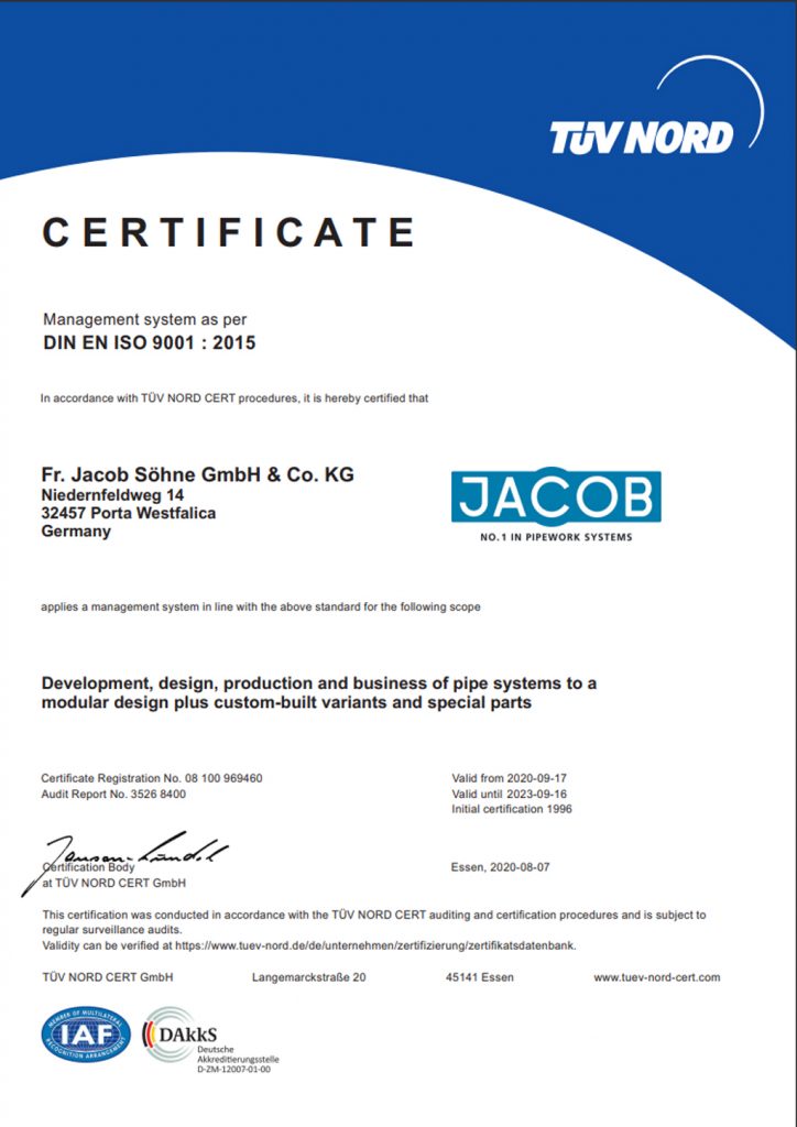 Sertifika DIN EN ISO 9001 - 2015 İngilizce